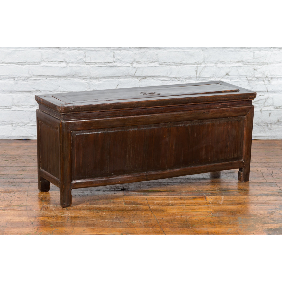 Qing Dynasty 19th Century Brown Coffer with Unhinged Panel Lid-3. Asian & Chinese Furniture, Art, Antiques, Vintage Home Décor for sale at FEA Home