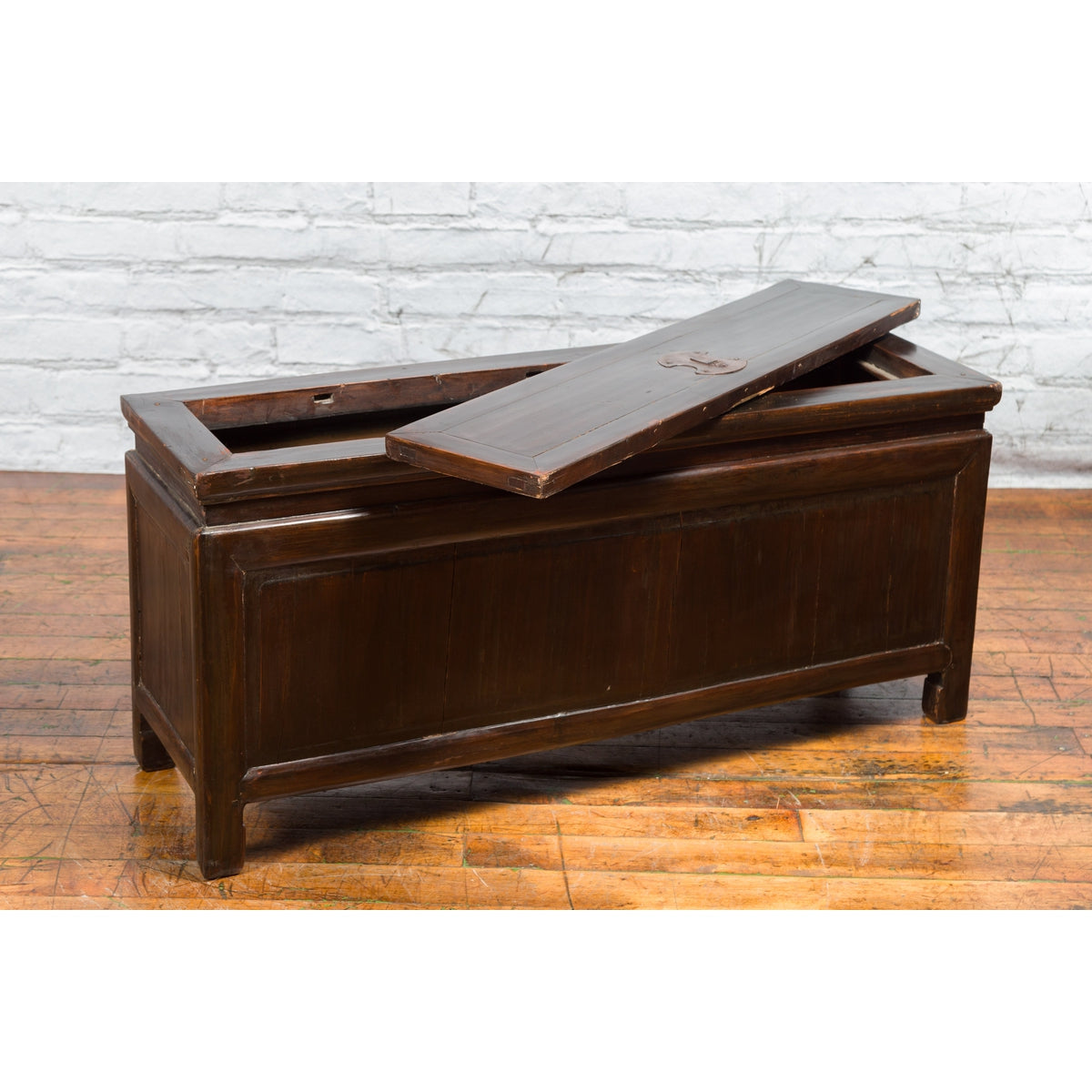 Qing Dynasty 19th Century Brown Coffer with Unhinged Panel Lid-5. Asian & Chinese Furniture, Art, Antiques, Vintage Home Décor for sale at FEA Home