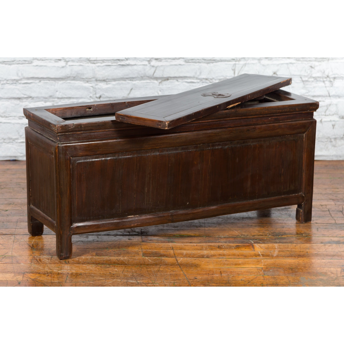 Qing Dynasty 19th Century Brown Coffer with Unhinged Panel Lid-6. Asian & Chinese Furniture, Art, Antiques, Vintage Home Décor for sale at FEA Home
