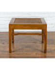 Qing Dynasty Elmwood Square Side Table with Rattan Top and Humpback Stretchers-14. Asian & Chinese Furniture, Art, Antiques, Vintage Home Décor for sale at FEA Home