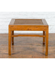 Qing Dynasty Elmwood Square Side Table with Rattan Top and Humpback Stretchers-2. Asian & Chinese Furniture, Art, Antiques, Vintage Home Décor for sale at FEA Home