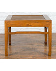 Qing Dynasty Elmwood Square Side Table with Rattan Top and Humpback Stretchers-3. Asian & Chinese Furniture, Art, Antiques, Vintage Home Décor for sale at FEA Home