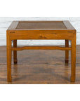 Qing Dynasty Elmwood Square Side Table with Rattan Top and Humpback Stretchers-4. Asian & Chinese Furniture, Art, Antiques, Vintage Home Décor for sale at FEA Home