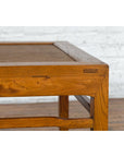 Qing Dynasty Elmwood Square Side Table with Rattan Top and Humpback Stretchers-6. Asian & Chinese Furniture, Art, Antiques, Vintage Home Décor for sale at FEA Home