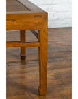 Qing Dynasty Elmwood Square Side Table with Rattan Top and Humpback Stretchers-8. Asian & Chinese Furniture, Art, Antiques, Vintage Home Décor for sale at FEA Home