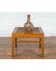 Qing Dynasty Elmwood Square Side Table with Rattan Top and Humpback Stretchers-9. Asian & Chinese Furniture, Art, Antiques, Vintage Home Décor for sale at FEA Home