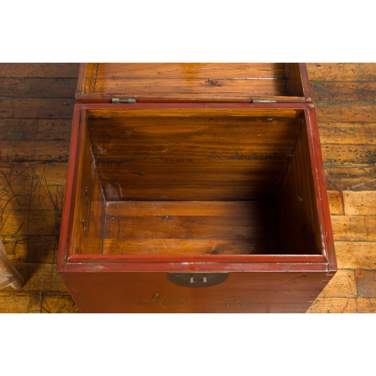 Qing Dynasty Red Lacquered Chest with Inspirational Calligraphy-5. Asian & Chinese Furniture, Art, Antiques, Vintage Home Décor for sale at FEA Home