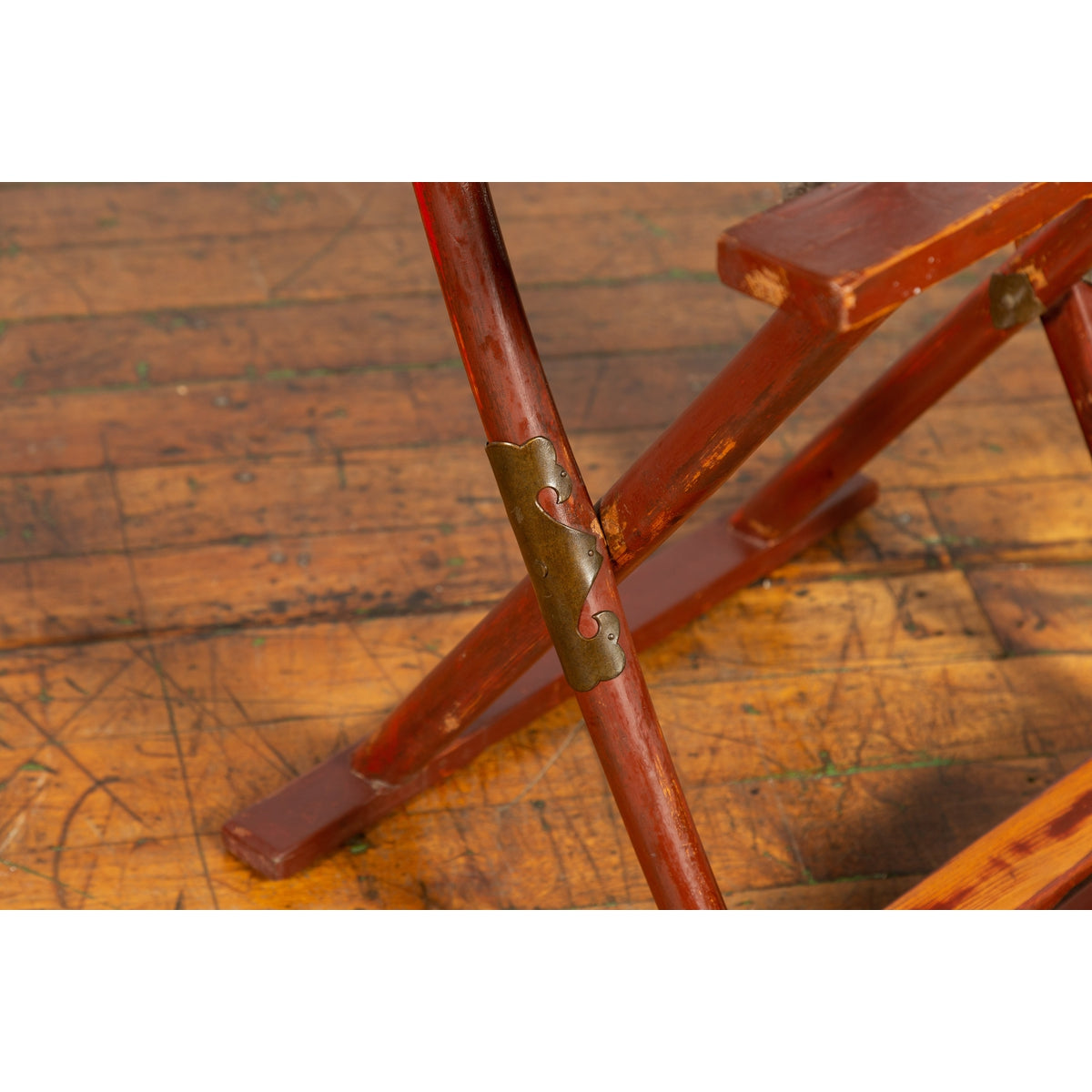 Qing Dynasty Red Lacquered Traveler's Folding Chair with Woven Seat-14. Asian & Chinese Furniture, Art, Antiques, Vintage Home Décor for sale at FEA Home