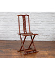 Qing Dynasty Red Lacquered Traveler's Folding Chair with Woven Seat-16. Asian & Chinese Furniture, Art, Antiques, Vintage Home Décor for sale at FEA Home