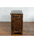 Qing Dynasty Red/Brown Side Cabinet with Hinged Doors Under Double Drawers-16. Asian & Chinese Furniture, Art, Antiques, Vintage Home Décor for sale at FEA Home