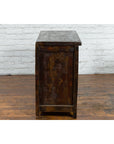 Qing Dynasty Red/Brown Side Cabinet with Hinged Doors Under Double Drawers-18. Asian & Chinese Furniture, Art, Antiques, Vintage Home Décor for sale at FEA Home