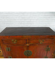 Qing Dynasty Red/Brown Side Cabinet with Hinged Doors Under Double Drawers-19. Asian & Chinese Furniture, Art, Antiques, Vintage Home Décor for sale at FEA Home