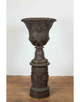 Large Contemporary Cast Bronze Krater Urn on Pedestal with Mythological Figures-5. Asian & Chinese Furniture, Art, Antiques, Vintage Home Décor for sale at FEA Home