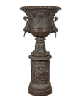 Large Contemporary Cast Bronze Krater Urn on Pedestal with Mythological Figures-1. Asian & Chinese Furniture, Art, Antiques, Vintage Home Décor for sale at FEA Home