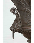 Large Contemporary Cast Bronze Krater Urn on Pedestal with Mythological Figures-8. Asian & Chinese Furniture, Art, Antiques, Vintage Home Décor for sale at FEA Home