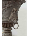 Large Contemporary Cast Bronze Krater Urn on Pedestal with Mythological Figures-9. Asian & Chinese Furniture, Art, Antiques, Vintage Home Décor for sale at FEA Home