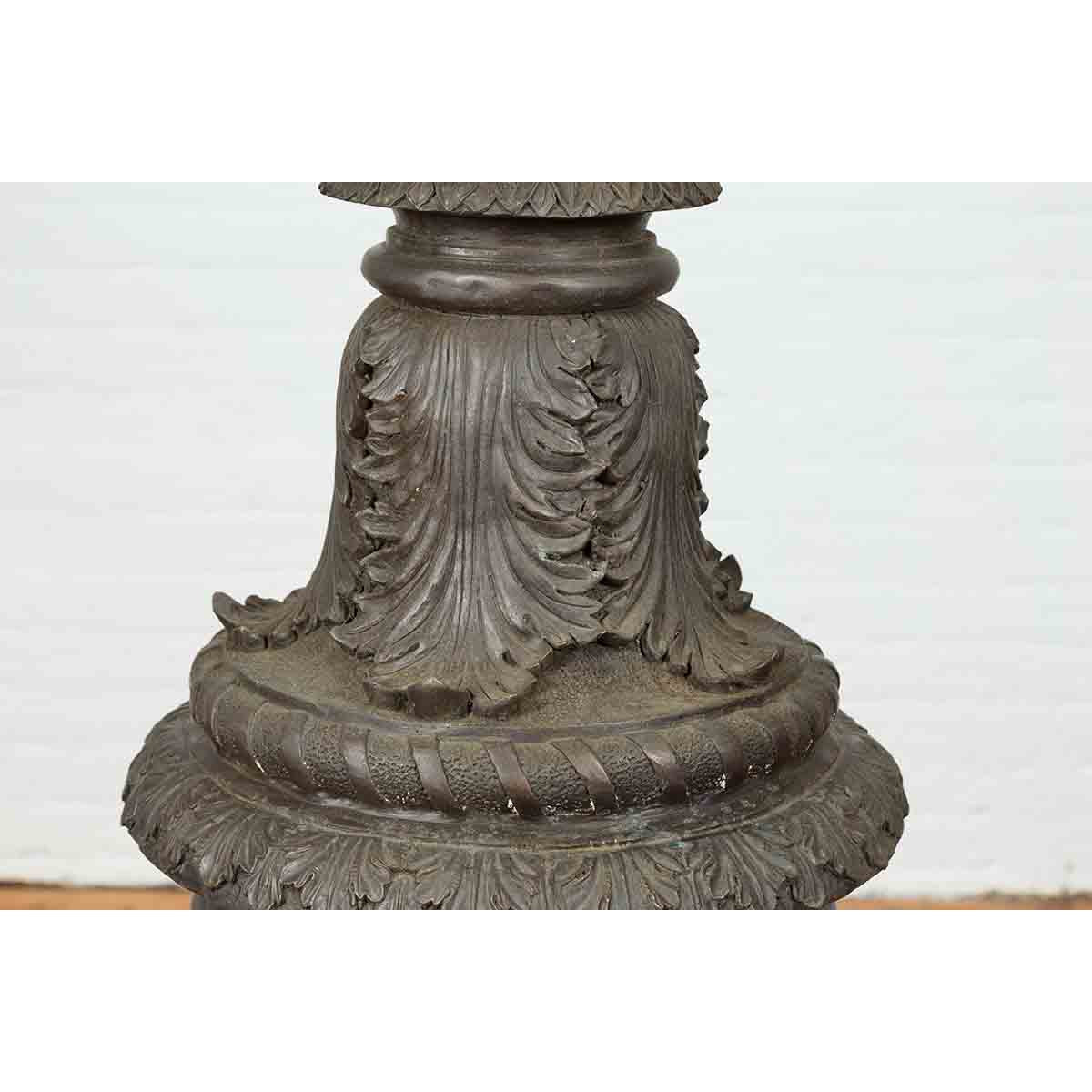 Large Contemporary Cast Bronze Krater Urn on Pedestal with Mythological Figures-10. Asian & Chinese Furniture, Art, Antiques, Vintage Home Décor for sale at FEA Home