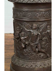 Large Contemporary Cast Bronze Krater Urn on Pedestal with Mythological Figures-13. Asian & Chinese Furniture, Art, Antiques, Vintage Home Décor for sale at FEA Home