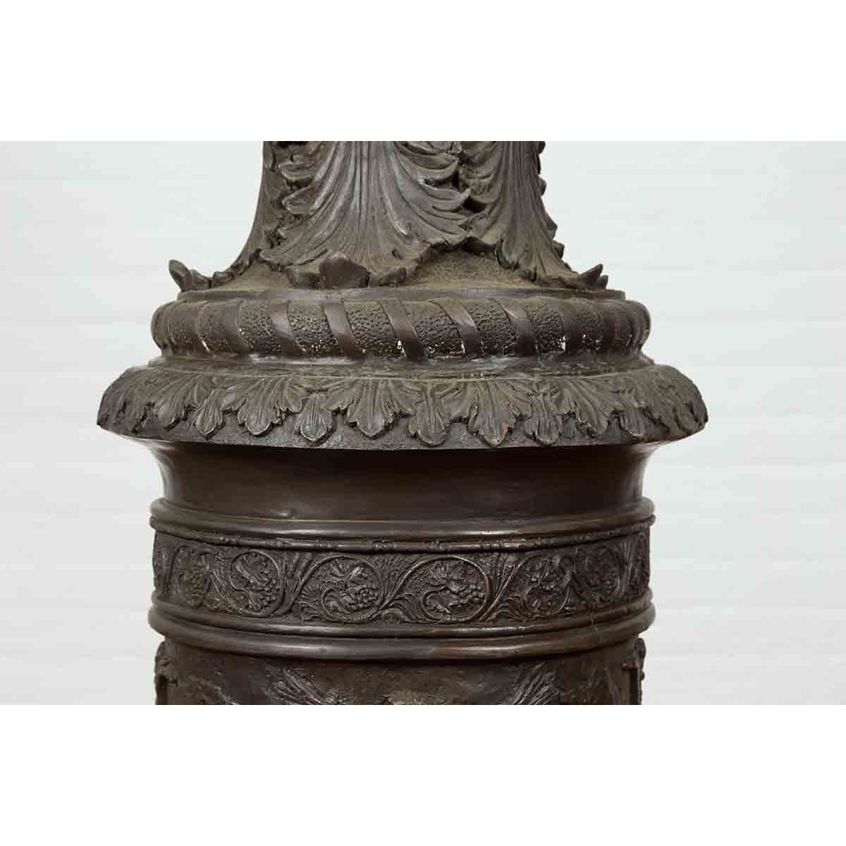 Large Contemporary Cast Bronze Krater Urn on Pedestal with Mythological Figures-14. Asian & Chinese Furniture, Art, Antiques, Vintage Home Décor for sale at FEA Home