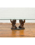 Bronze Looking to the Heavens Double Cherub Coffee Table Base with Dark Patina-2. Asian & Chinese Furniture, Art, Antiques, Vintage Home Décor for sale at FEA Home