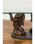 Bronze Looking to the Heavens Double Cherub Coffee Table Base with Dark Patina-7. Asian & Chinese Furniture, Art, Antiques, Vintage Home Décor for sale at FEA Home