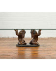 Bronze Looking to the Heavens Double Cherub Coffee Table Base with Dark Patina-4. Asian & Chinese Furniture, Art, Antiques, Vintage Home Décor for sale at FEA Home