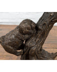 Contemporary Lost Wax Bronze Sculpted Group of Two Dogs Climbing Up a Tree-4. Asian & Chinese Furniture, Art, Antiques, Vintage Home Décor for sale at FEA Home