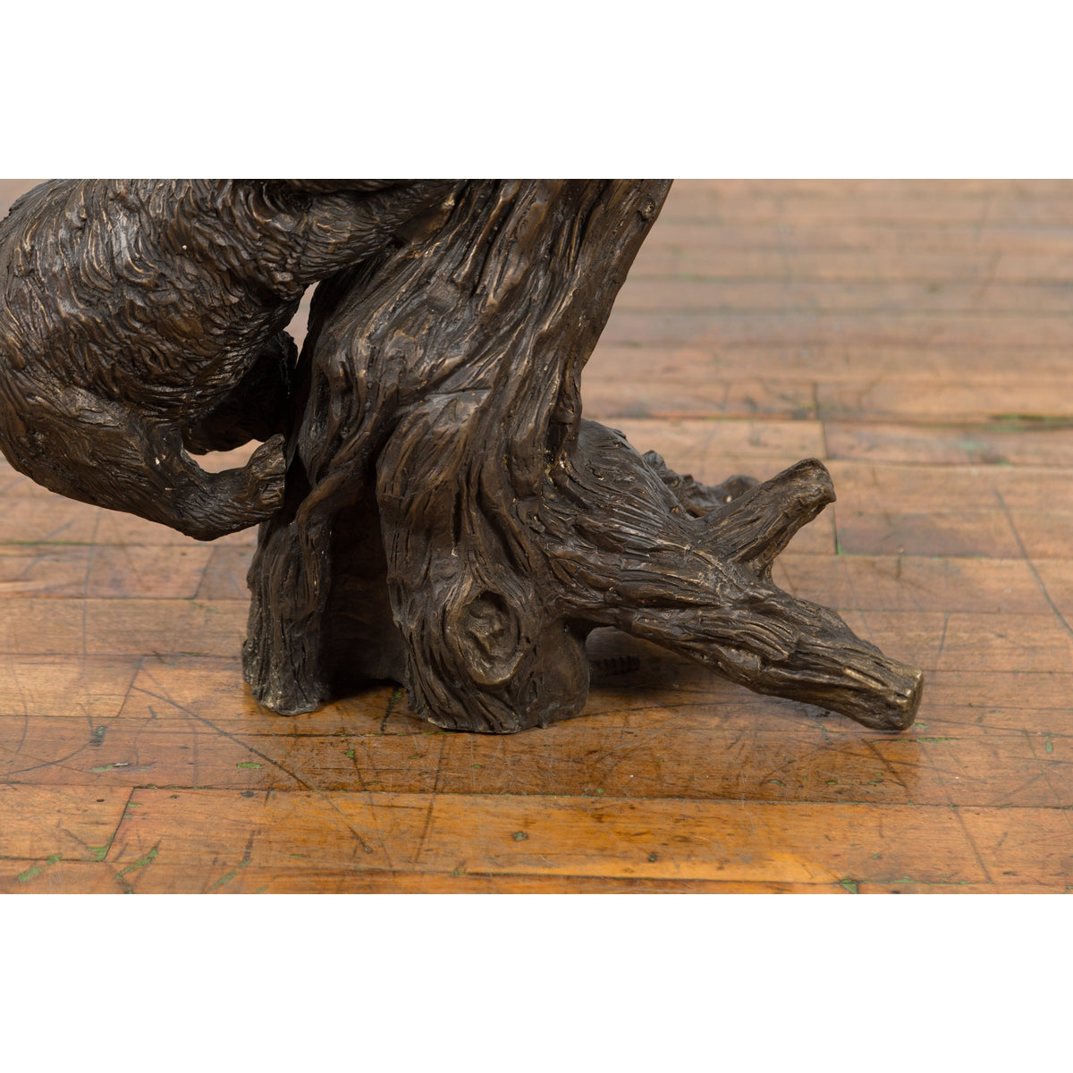 Contemporary Lost Wax Bronze Sculpted Group of Two Dogs Climbing Up a Tree-5. Asian & Chinese Furniture, Art, Antiques, Vintage Home Décor for sale at FEA Home