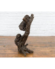 Contemporary Lost Wax Bronze Sculpted Group of Two Dogs Climbing Up a Tree-7. Asian & Chinese Furniture, Art, Antiques, Vintage Home Décor for sale at FEA Home