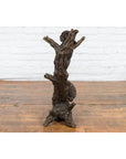 Contemporary Lost Wax Bronze Sculpted Group of Two Dogs Climbing Up a Tree-8. Asian & Chinese Furniture, Art, Antiques, Vintage Home Décor for sale at FEA Home