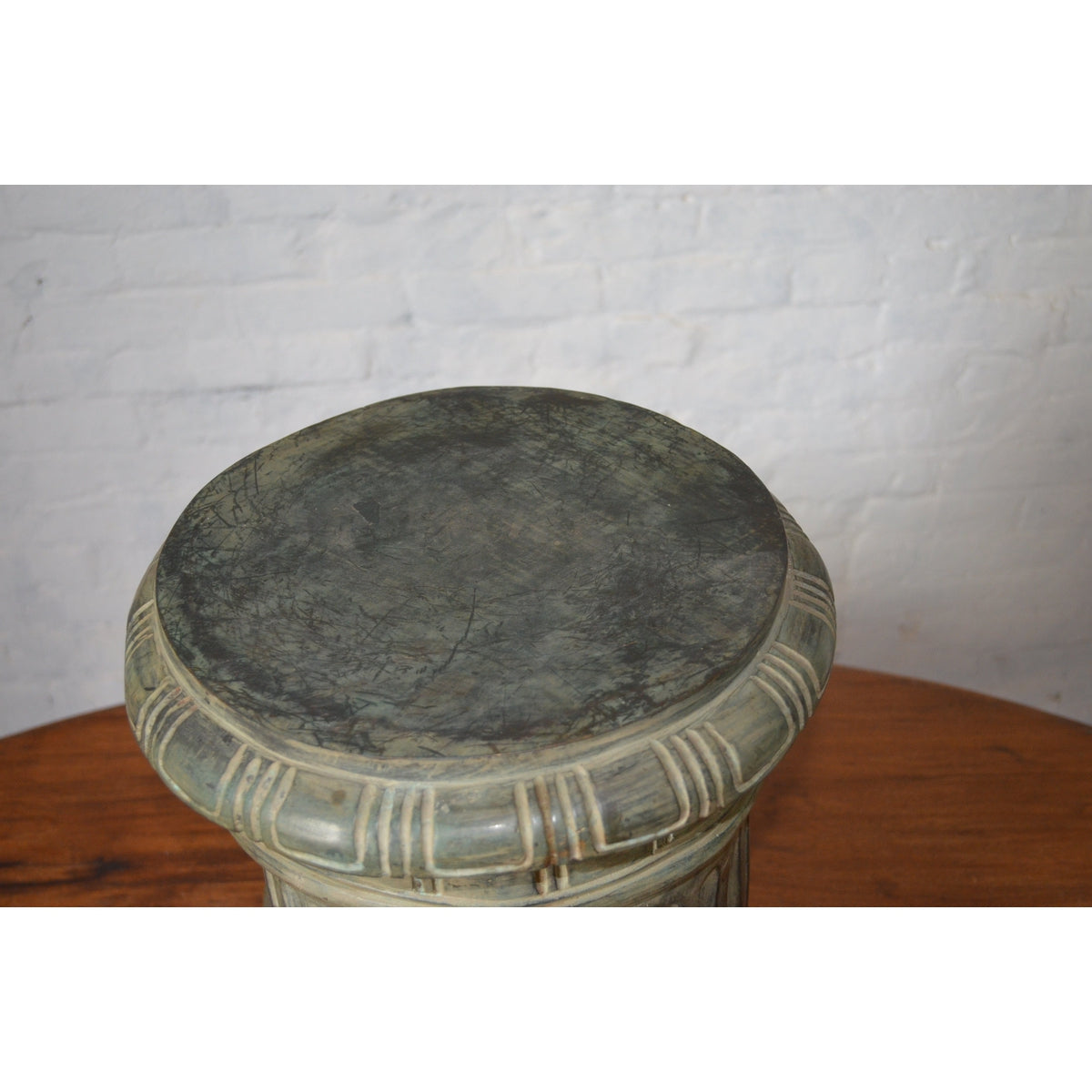 Lost Wax Cast Bronze Pedestal with Fluted Column and Palmette Motifs-11. Asian & Chinese Furniture, Art, Antiques, Vintage Home Décor for sale at FEA Home