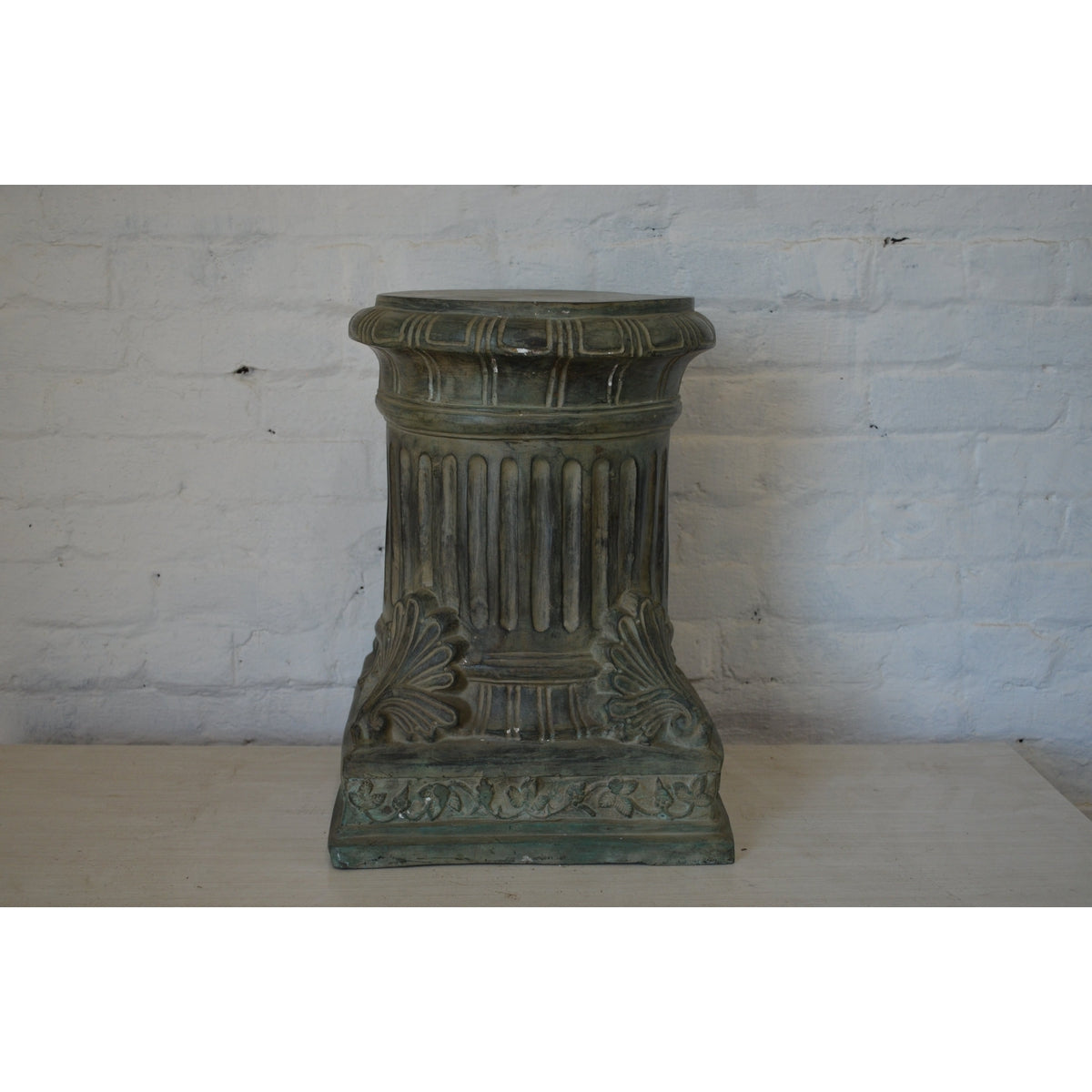Lost Wax Cast Bronze Pedestal with Fluted Column and Palmette Motifs-14. Asian & Chinese Furniture, Art, Antiques, Vintage Home Décor for sale at FEA Home