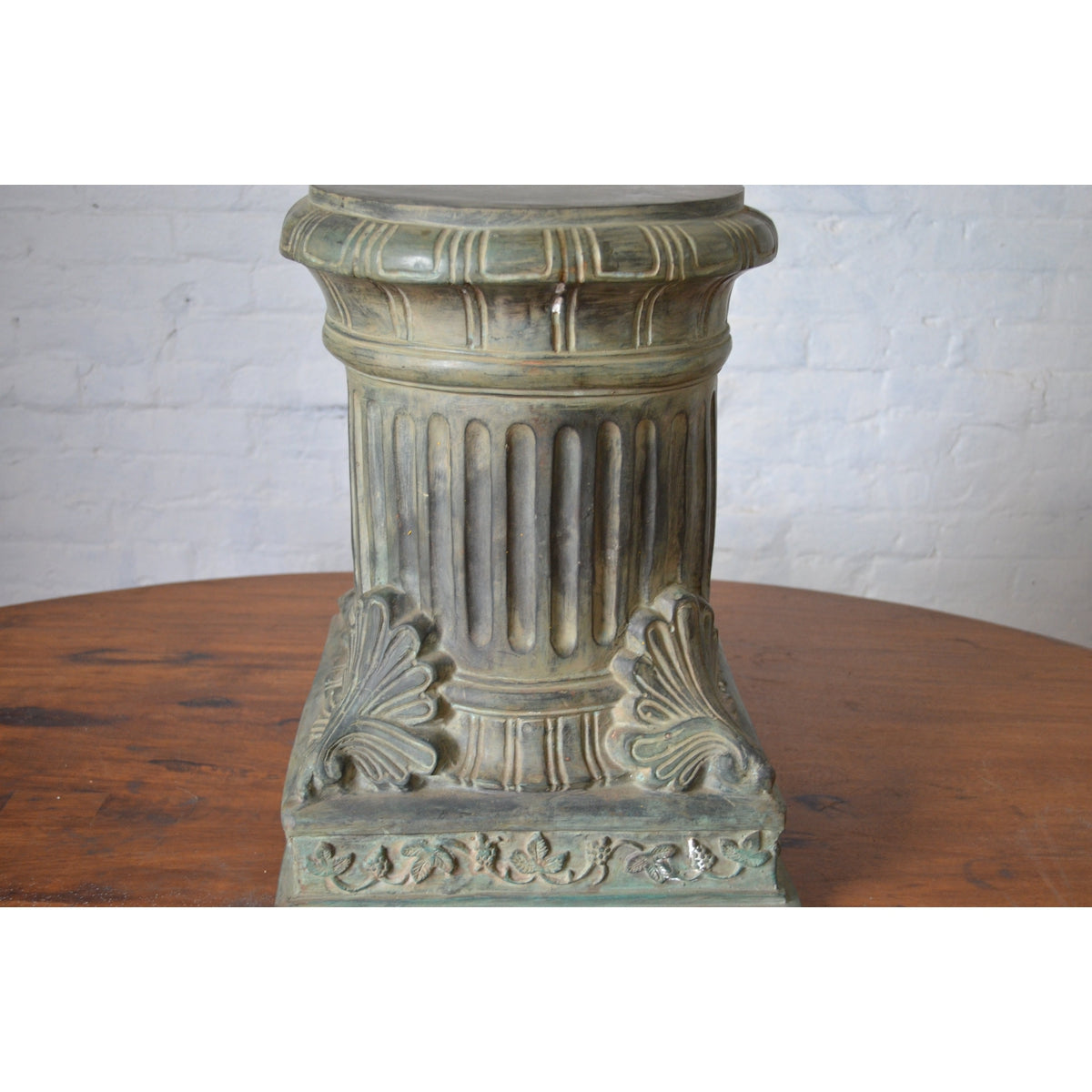 Lost Wax Cast Bronze Pedestal with Fluted Column and Palmette Motifs-3. Asian & Chinese Furniture, Art, Antiques, Vintage Home Décor for sale at FEA Home
