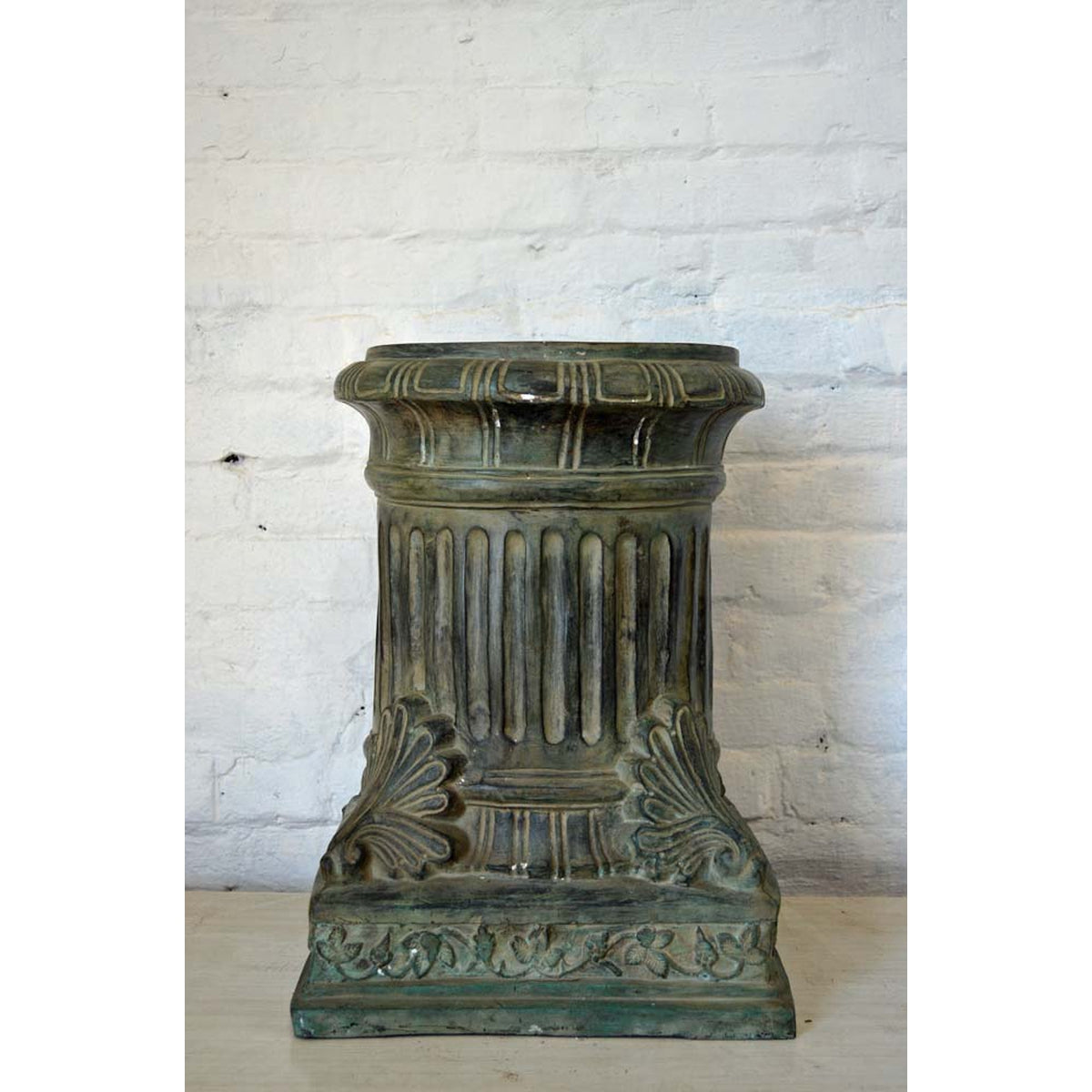 Lost Wax Cast Bronze Pedestal with Fluted Column and Palmette Motifs-4. Asian & Chinese Furniture, Art, Antiques, Vintage Home Décor for sale at FEA Home