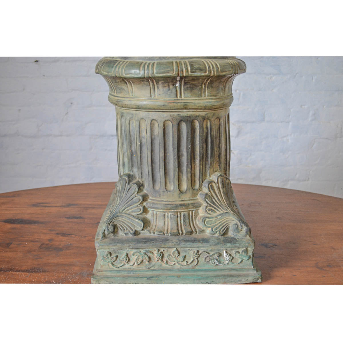 Lost Wax Cast Bronze Pedestal with Fluted Column and Palmette Motifs-6. Asian & Chinese Furniture, Art, Antiques, Vintage Home Décor for sale at FEA Home