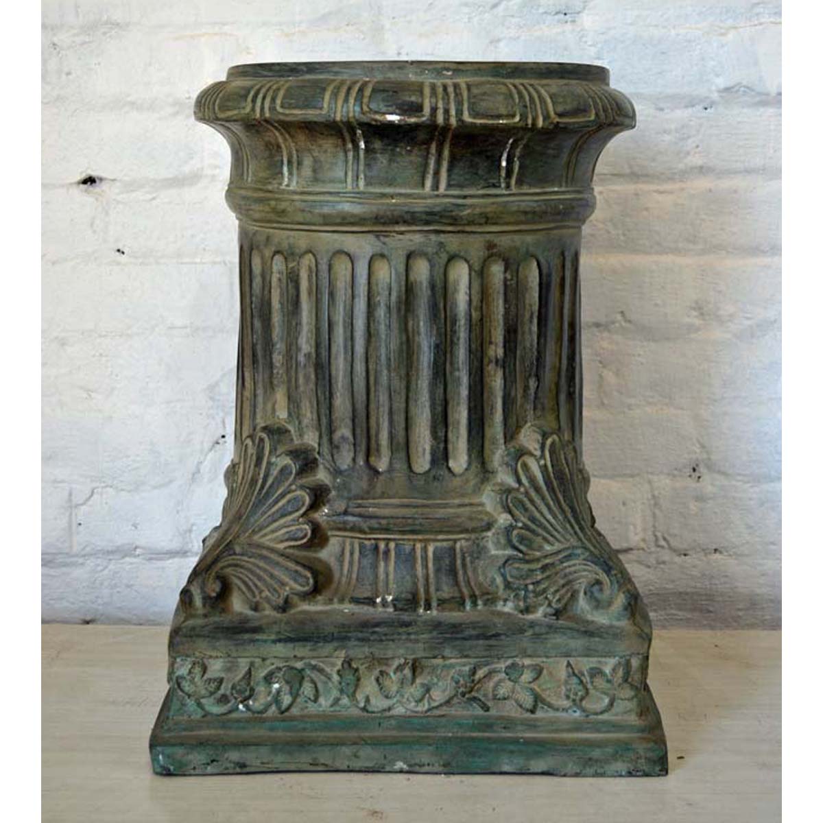 Lost Wax Cast Bronze Pedestal with Fluted Column and Palmette Motifs-8. Asian & Chinese Furniture, Art, Antiques, Vintage Home Décor for sale at FEA Home