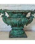 Greco-Roman Urn with Serpent Handle in Verde Patina-2. Asian & Chinese Furniture, Art, Antiques, Vintage Home Décor for sale at FEA Home