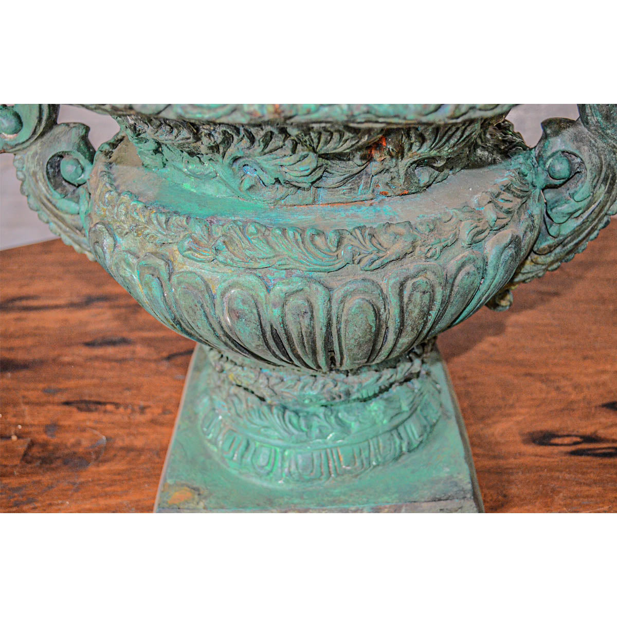 Greco-Roman Urn with Serpent Handle in Verde Patina-4. Asian & Chinese Furniture, Art, Antiques, Vintage Home Décor for sale at FEA Home