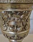 Small Greco-Roman Urn with Cherub Faces and Palmettos in Silver Patina-2. Asian & Chinese Furniture, Art, Antiques, Vintage Home Décor for sale at FEA Home