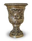 Small Greco-Roman Urn with Cherub Faces and Palmettos in Silver Patina-1. Asian & Chinese Furniture, Art, Antiques, Vintage Home Décor for sale at FEA Home