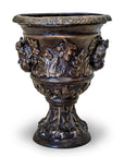 Small Greco-Roman Urn with Cherub Faces and Palmettos in Bronze Patina-1. Asian & Chinese Furniture, Art, Antiques, Vintage Home Décor for sale at FEA Home