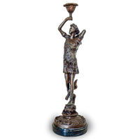 Roman Holding Urn Bronze Candleholder