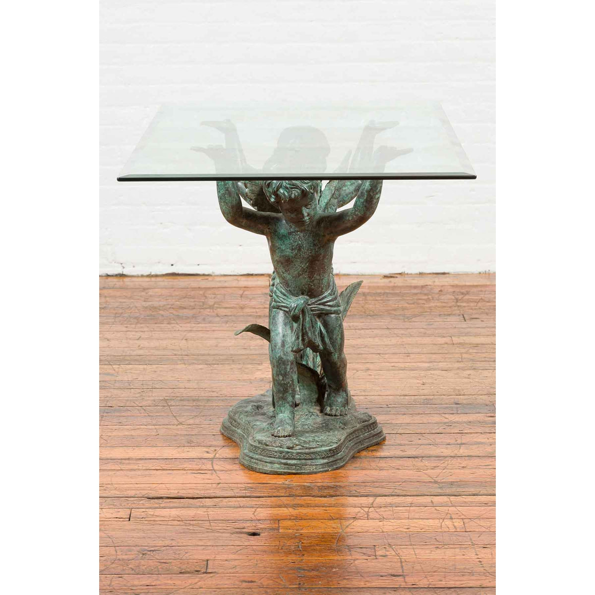 Greco-Roman Style Contemporary Bronze Double Cherub Dining Table Base-8. Asian & Chinese Furniture, Art, Antiques, Vintage Home Décor for sale at FEA Home