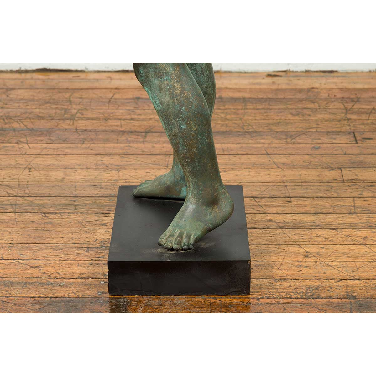 Greco Roman Style Vintage Verde Bronze Statue of a Male Nude with Grapes in Hair-16. Asian & Chinese Furniture, Art, Antiques, Vintage Home Décor for sale at FEA Home