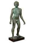 Greco Roman Style Vintage Verde Bronze Statue of a Male Nude with Grapes in Hair-1. Asian & Chinese Furniture, Art, Antiques, Vintage Home Décor for sale at FEA Home