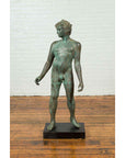 Greco Roman Style Vintage Verde Bronze Statue of a Male Nude with Grapes in Hair-8. Asian & Chinese Furniture, Art, Antiques, Vintage Home Décor for sale at FEA Home