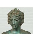 Greco Roman Style Vintage Verde Bronze Statue of a Male Nude with Grapes in Hair-13. Asian & Chinese Furniture, Art, Antiques, Vintage Home Décor for sale at FEA Home