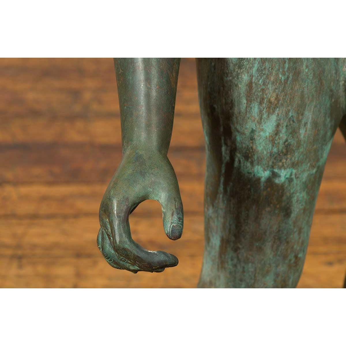 Greco Roman Style Vintage Verde Bronze Statue of a Male Nude with Grapes in Hair-14. Asian & Chinese Furniture, Art, Antiques, Vintage Home Décor for sale at FEA Home