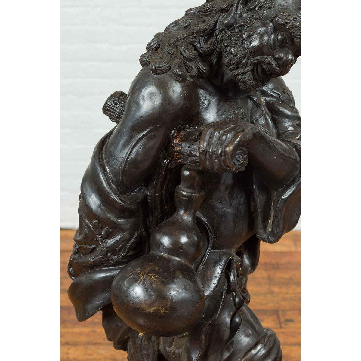 Vintage Bronze Sculpture Depicting a Mythical Warrior Holding a Flask-8. Asian & Chinese Furniture, Art, Antiques, Vintage Home Décor for sale at FEA Home