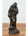 Vintage Bronze Sculpture Depicting a Mythical Warrior Holding a Flask-2. Asian & Chinese Furniture, Art, Antiques, Vintage Home Décor for sale at FEA Home